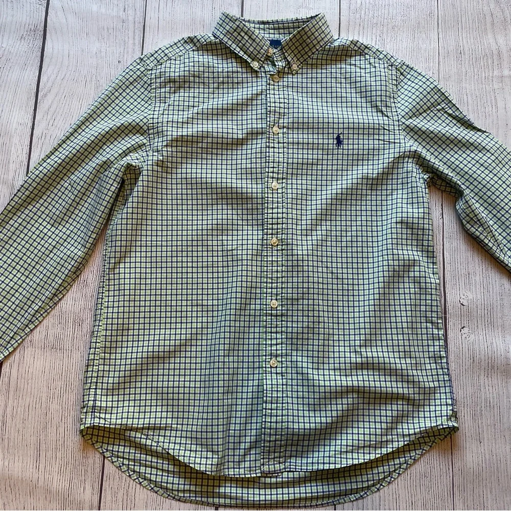 Ralph Lauren Blue & Green Plaid Long Sleeve Button Down size XL (18-20)